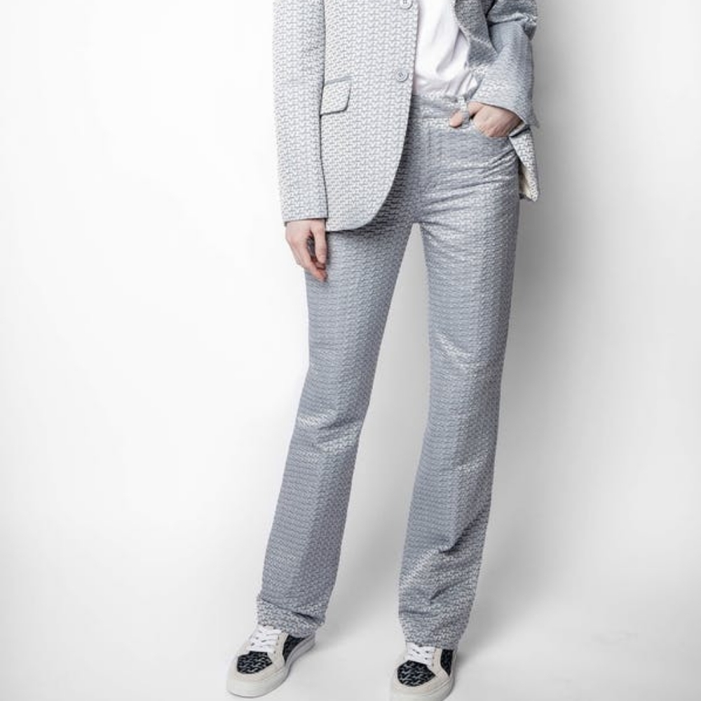 Zadig&Voltaire women's slightly flared blue jacquard suit pants